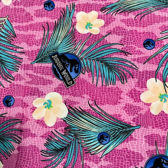 Jurassic World Womens Size 2XL Short Sleeve Pink V Neck Print Medical Scrub Top - Picture 7 of 9